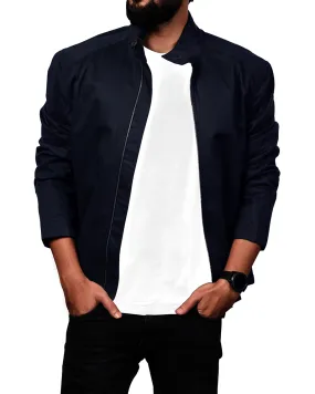 Navy Cotton Twill Bomber Jacket