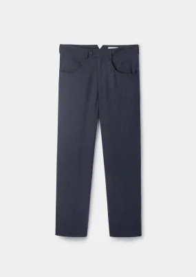 Navy Wool Silk Casual Trousers