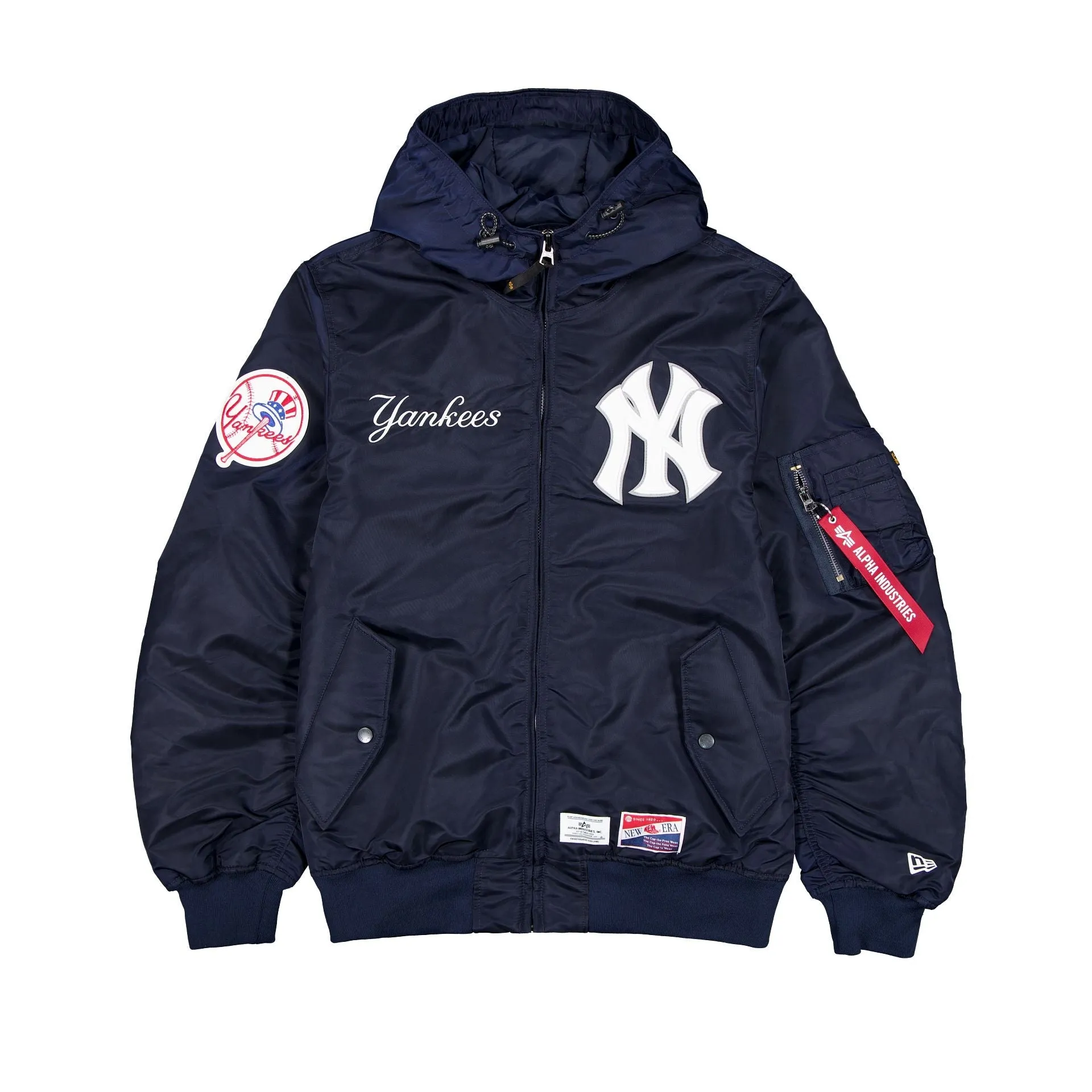 New Era Alpha Industries New York Yankees 2024 Bomber Hooded Jacket