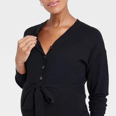 New - Isabel Maternity by Ingrid & Isabel Long Sleeves Nursing Jumpsuit, Black