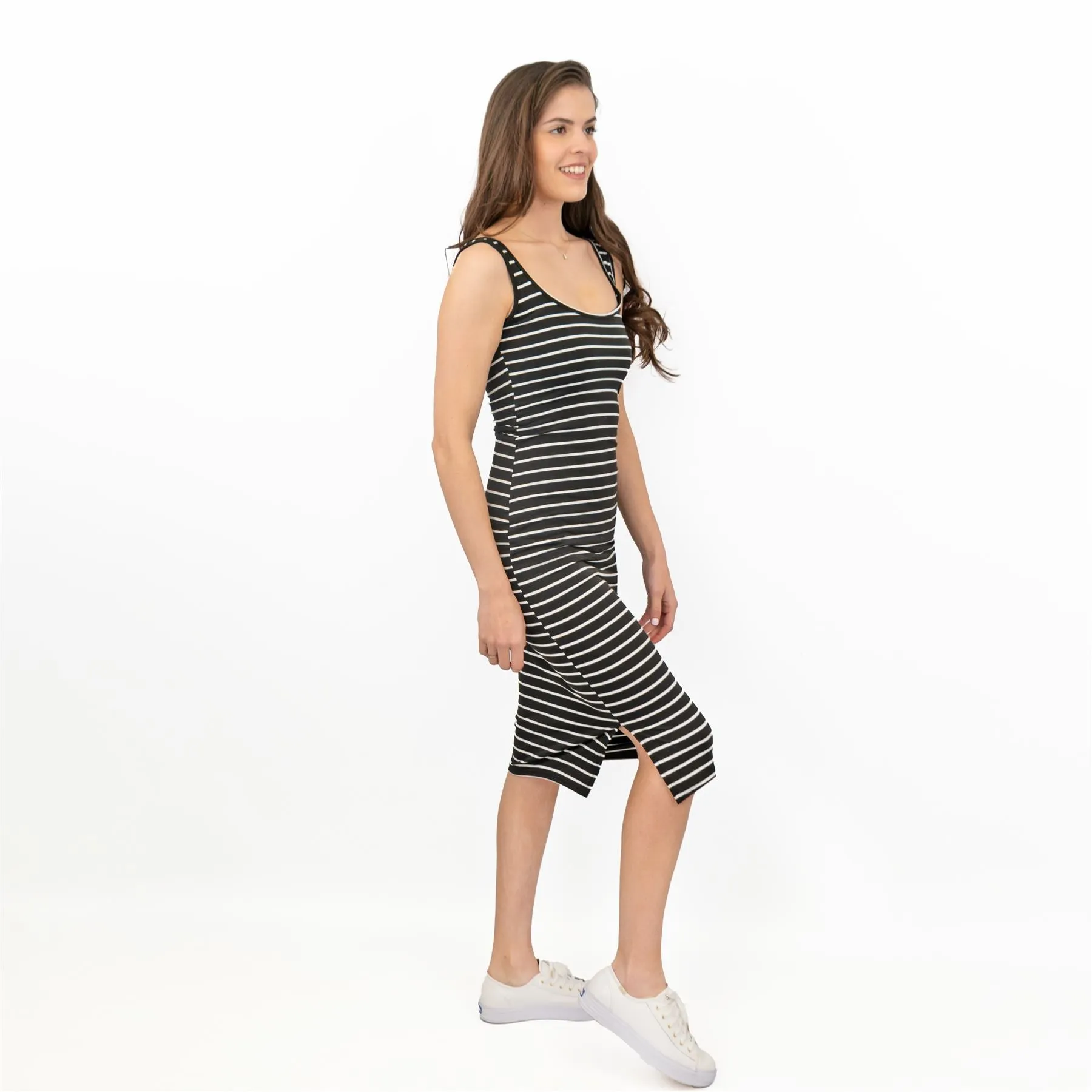 Oasis Womens Dress Black and White Stripe