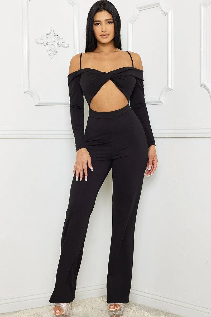 Open Shoulder Cutout Detail Jumpsuit - 3 colors