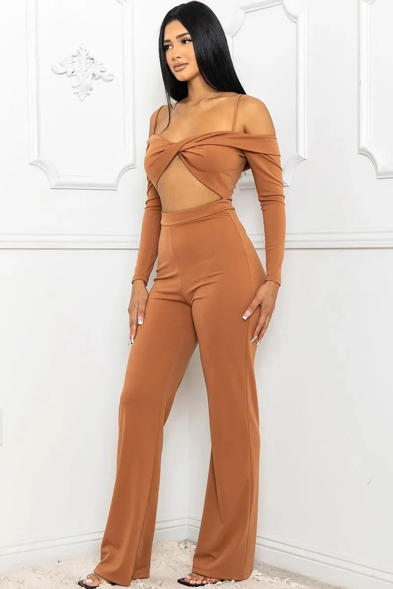 Open Shoulder Cutout Detail Jumpsuit - 3 colors