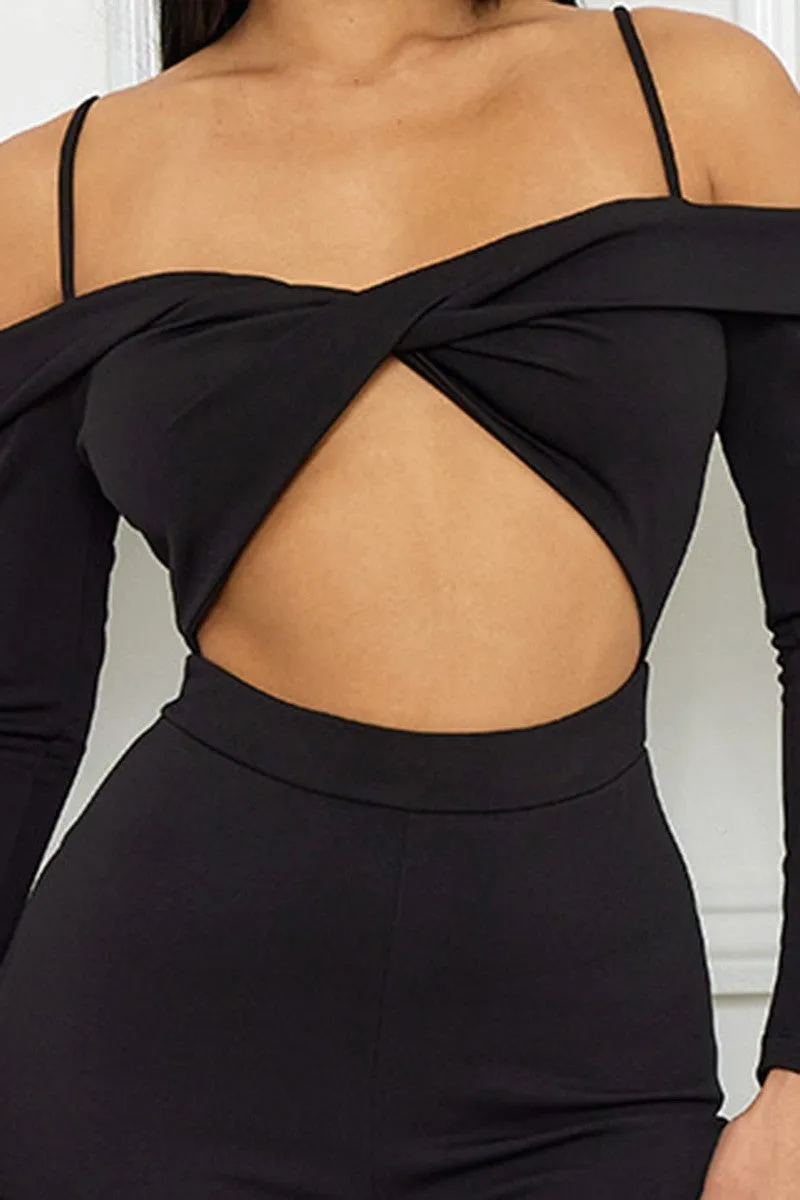 Open Shoulder Cutout Detail Jumpsuit - 3 colors