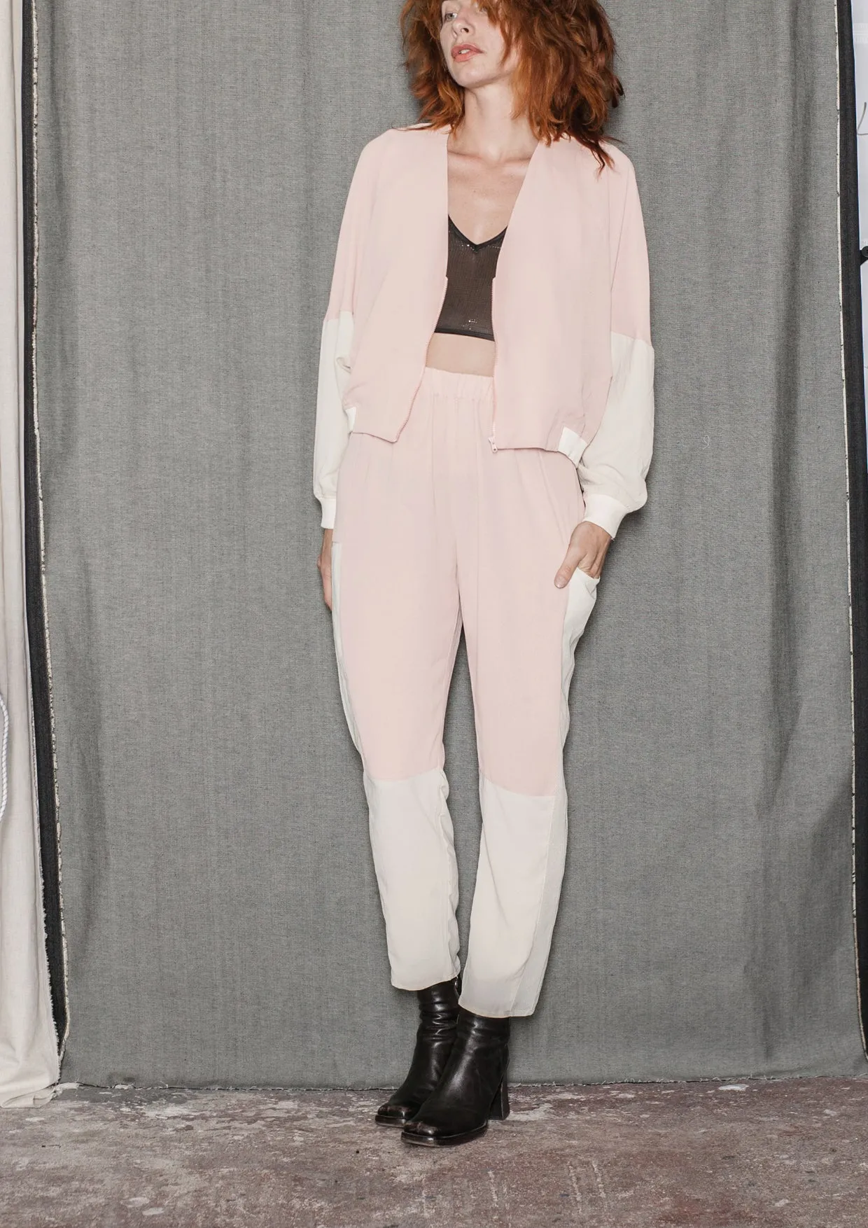 PANTS LOOSE ELASTIC PEACH/CREME/MESH