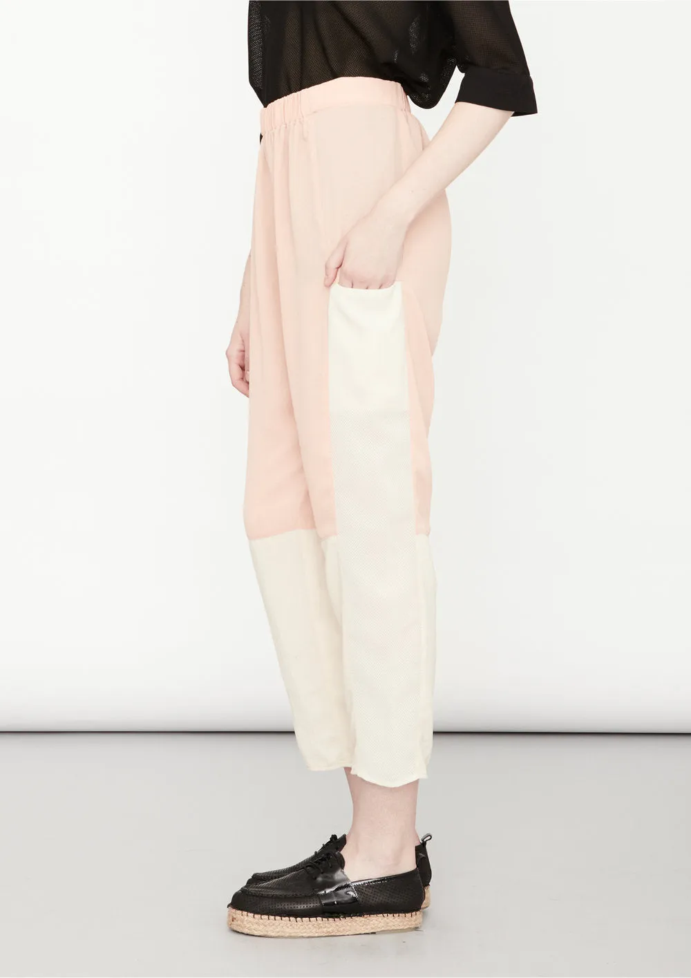 PANTS LOOSE ELASTIC PEACH/CREME/MESH