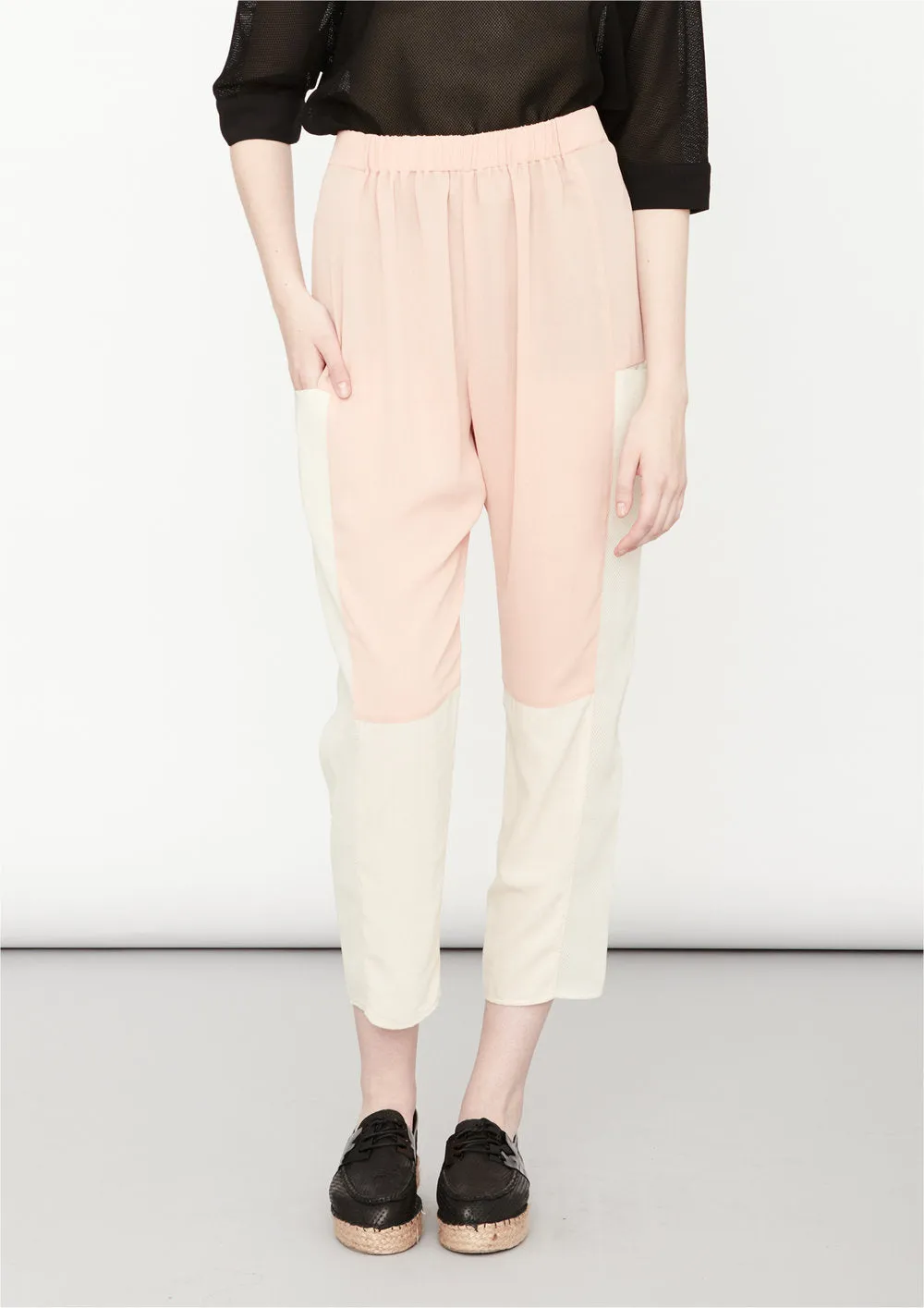 PANTS LOOSE ELASTIC PEACH/CREME/MESH