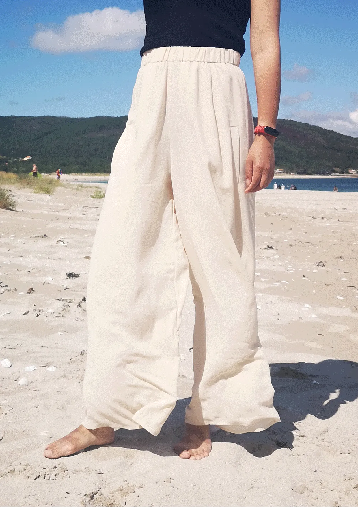 PANTS WIDE ELASTIC - creme