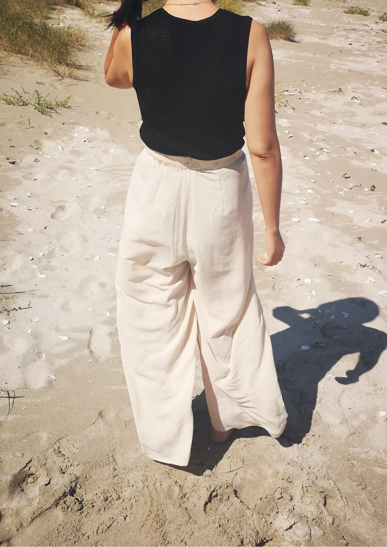 PANTS WIDE ELASTIC - creme