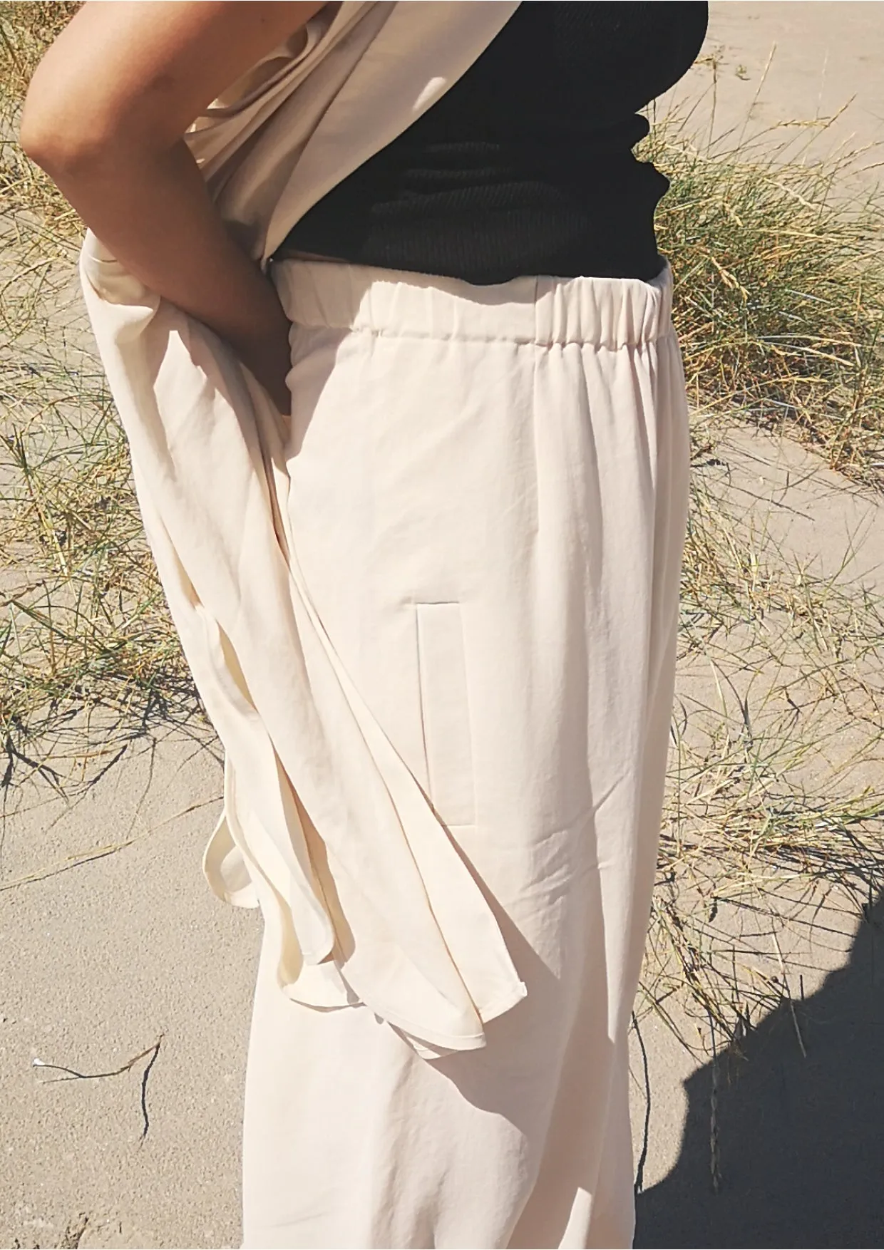 PANTS WIDE ELASTIC - creme