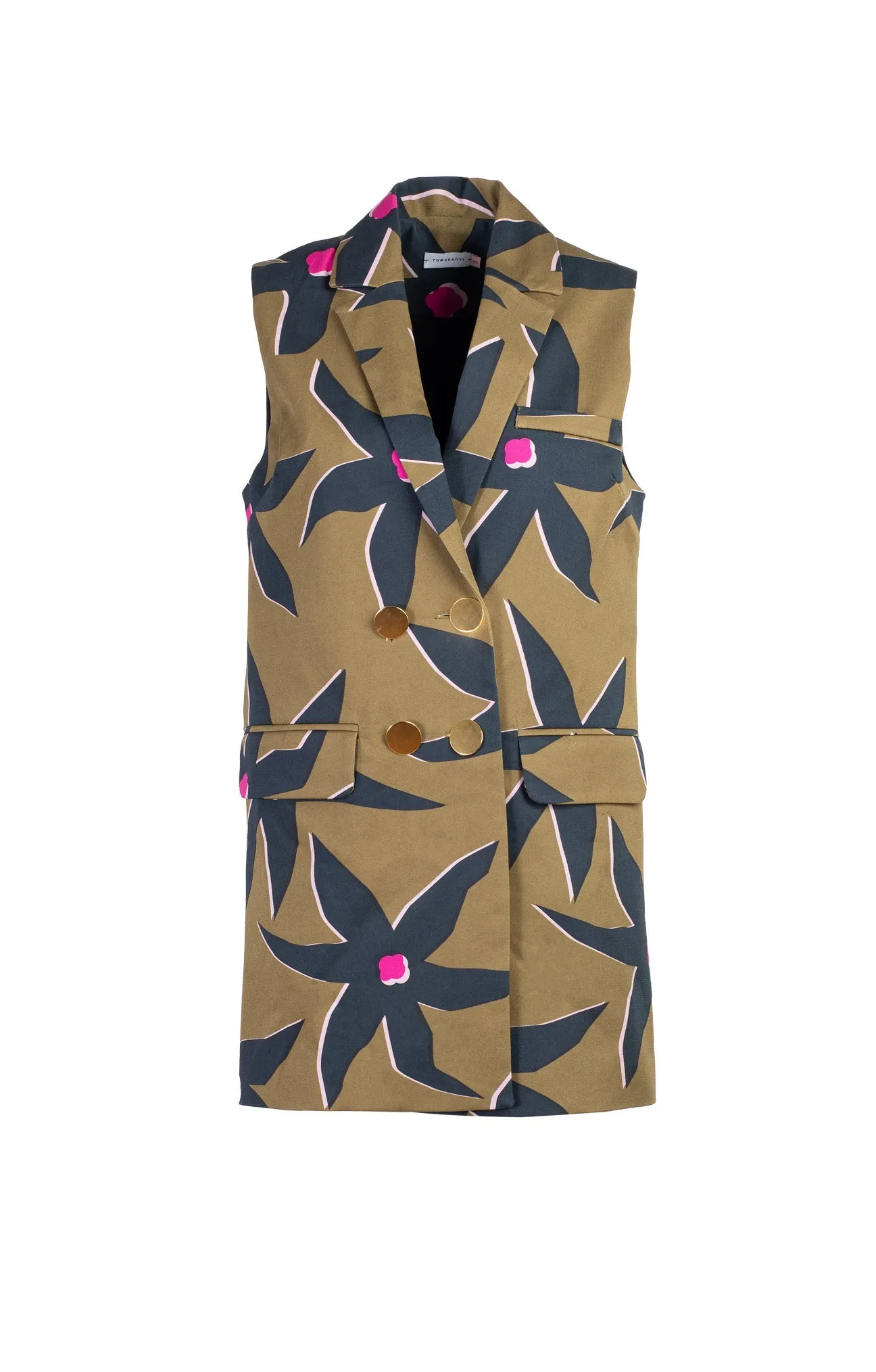 Paprika Tailored Canvas Vest Starflower Pink