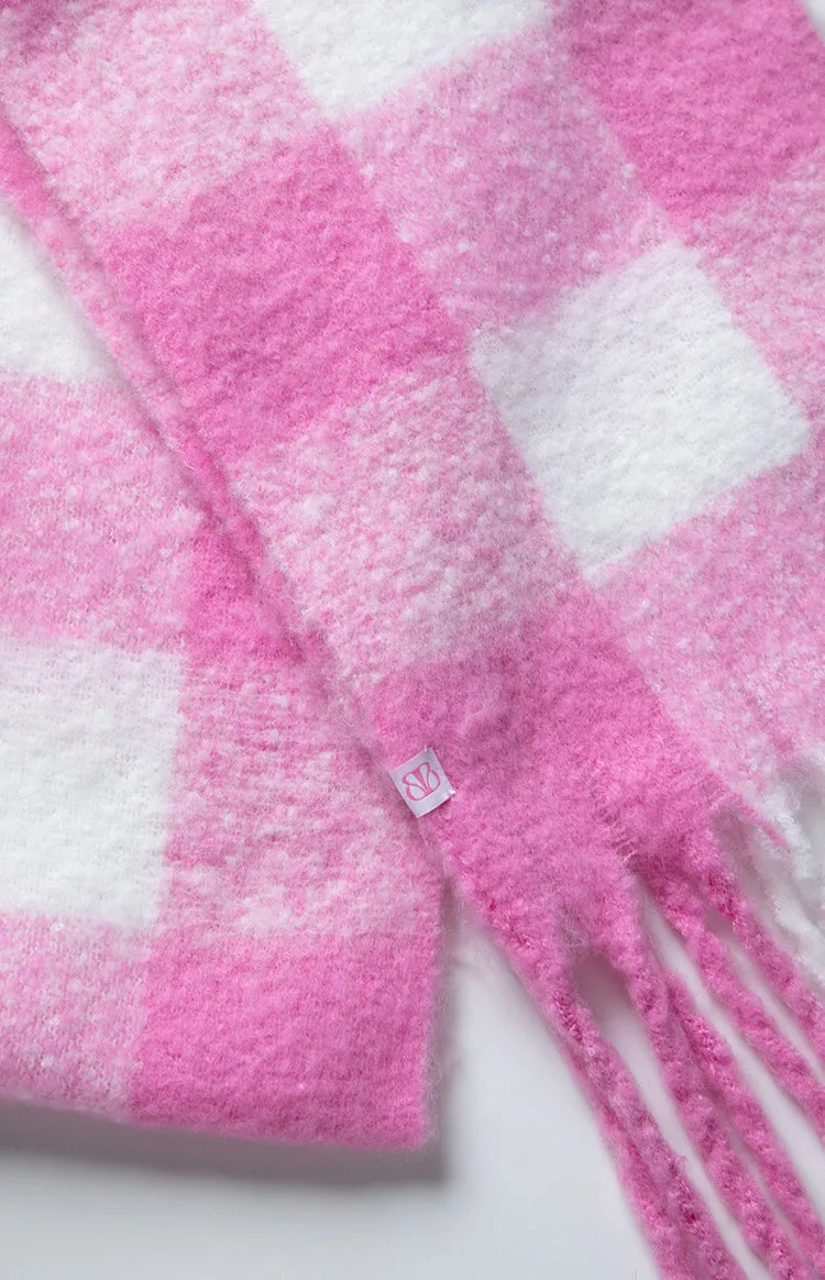 Pink Check Blanket Scarf