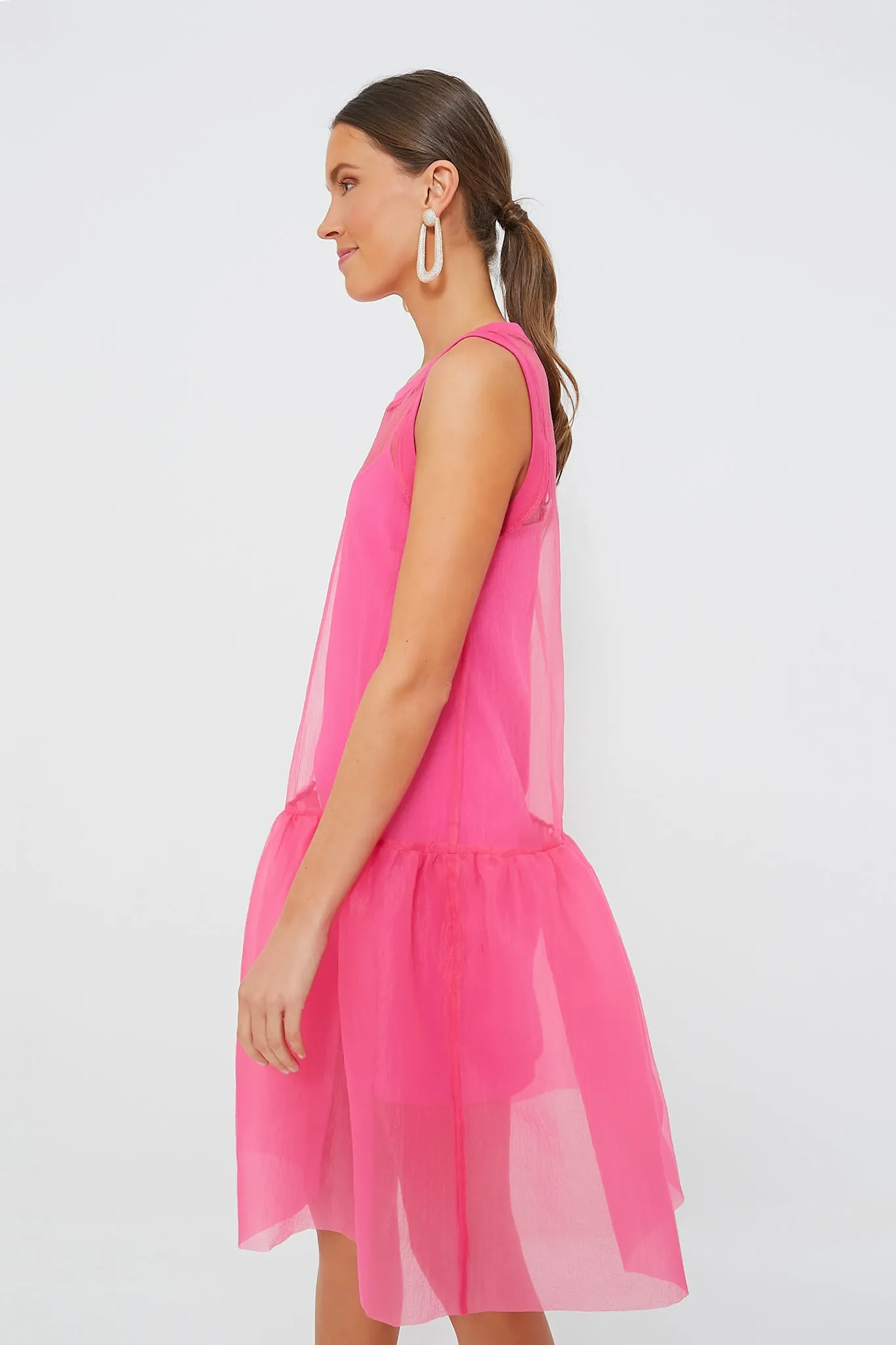 Pink Organza Rib Dress