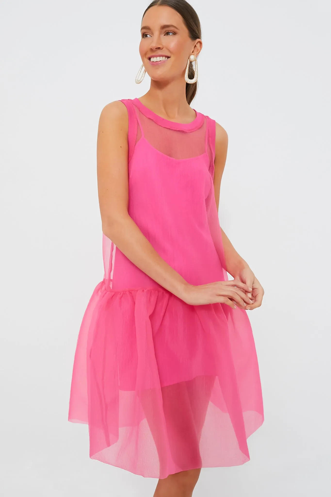 Pink Organza Rib Dress