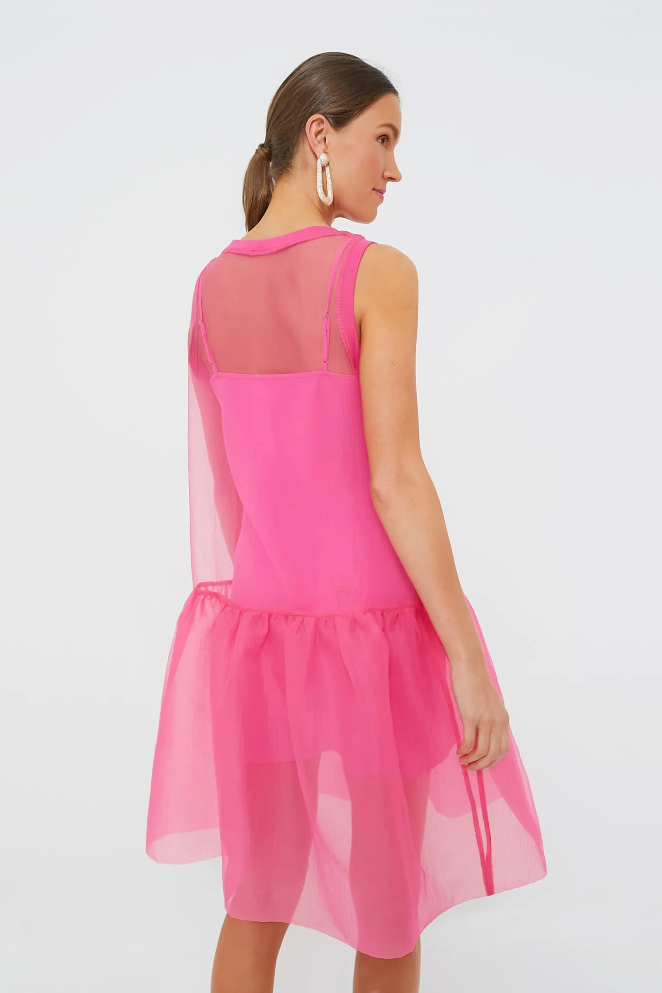 Pink Organza Rib Dress