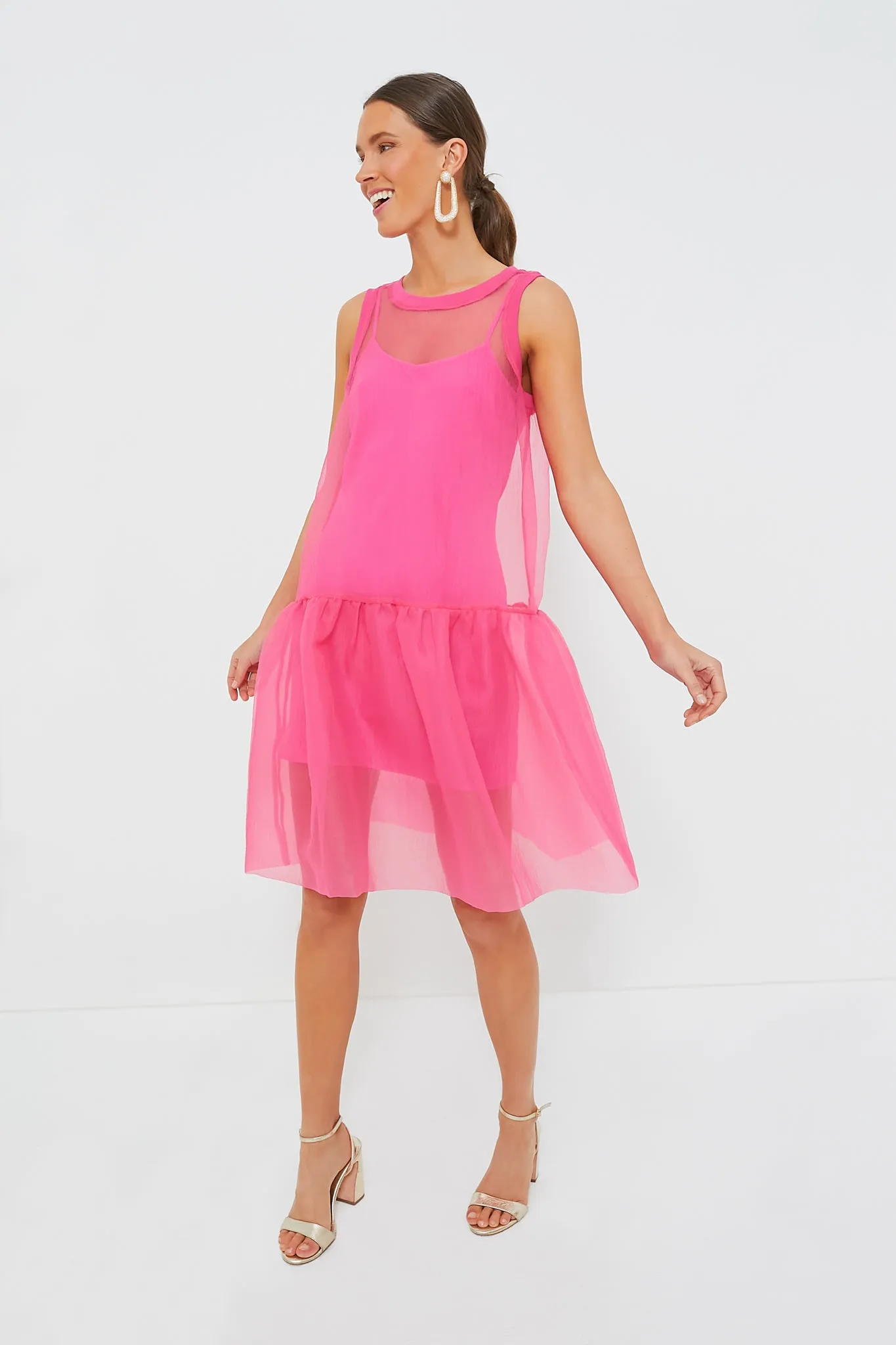 Pink Organza Rib Dress