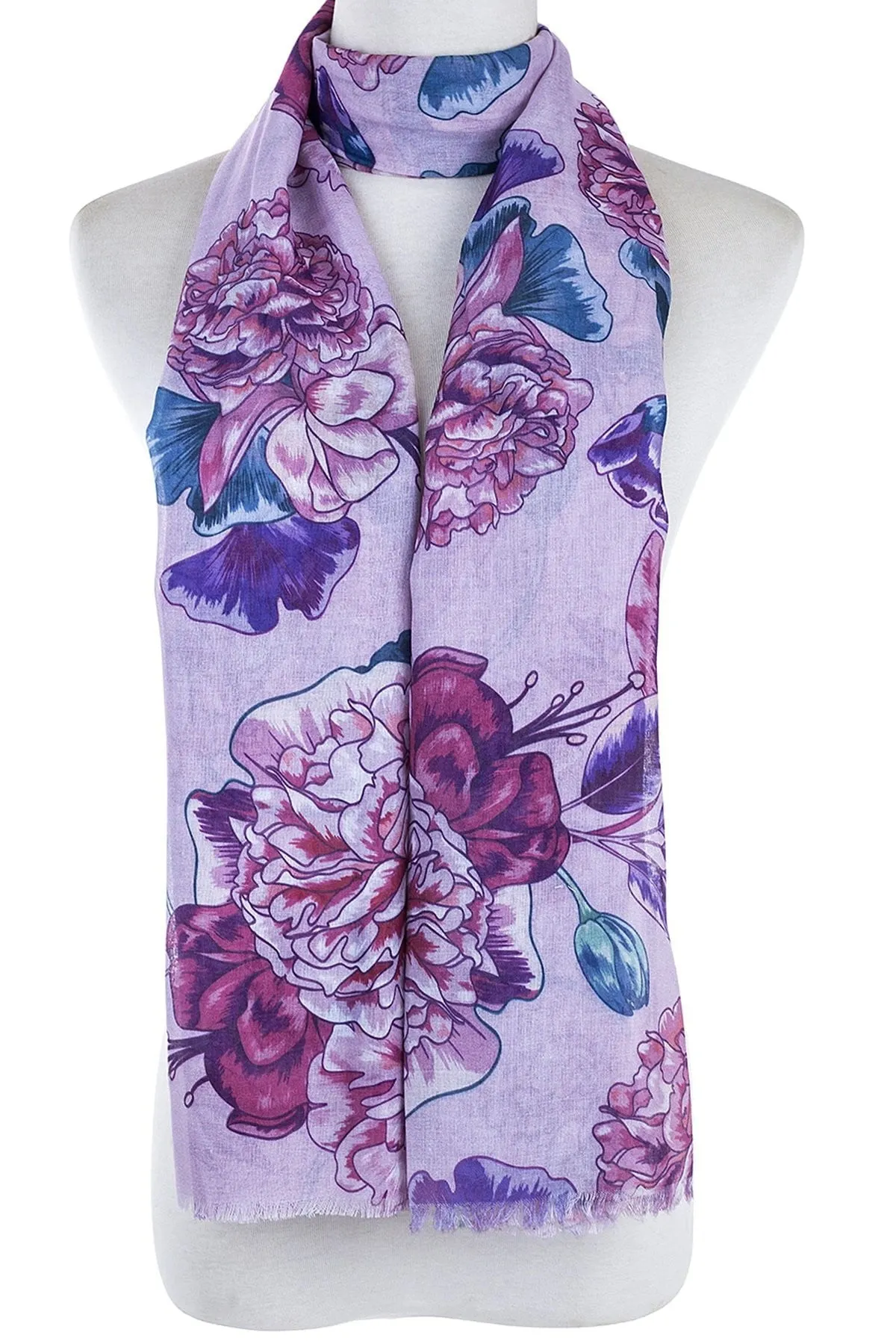 Pink Purple Floral Delight Scarf