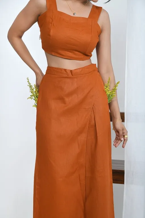 Pure Hemp Fabric Rust Orange Crop Top | Loungewear [Limited Edition]