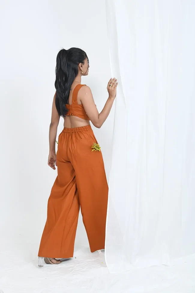 Pure Hemp Fabric Rust Orange Crop Top | Loungewear [Limited Edition]