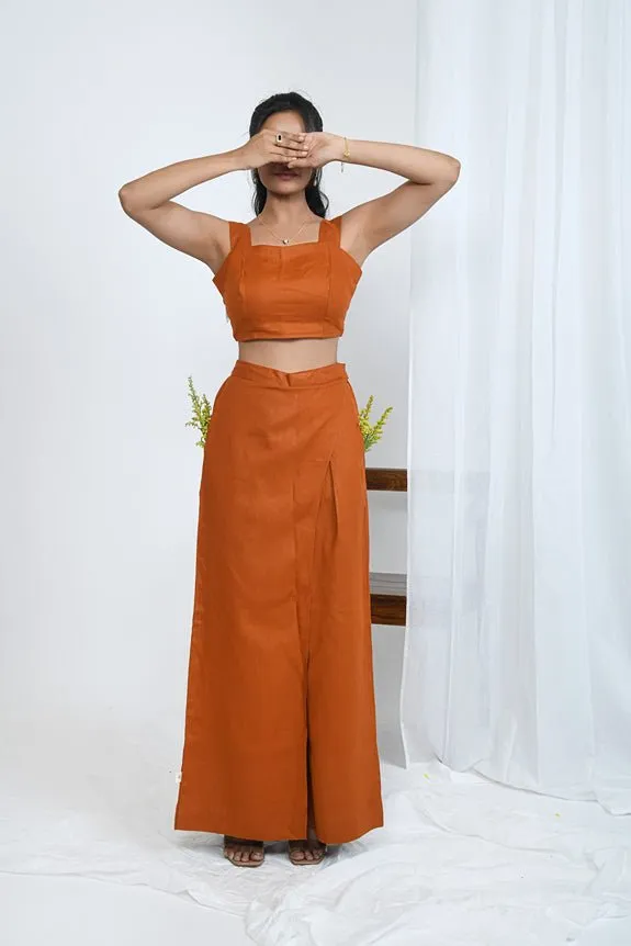 Pure Hemp Fabric Rust Orange Crop Top | Loungewear [Limited Edition]