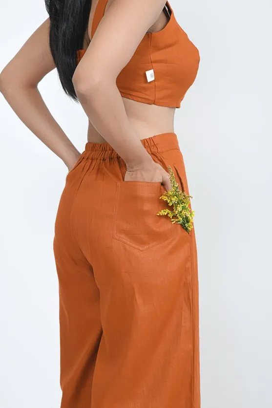 Pure Hemp Fabric Rust Orange Crop Top | Loungewear [Limited Edition]