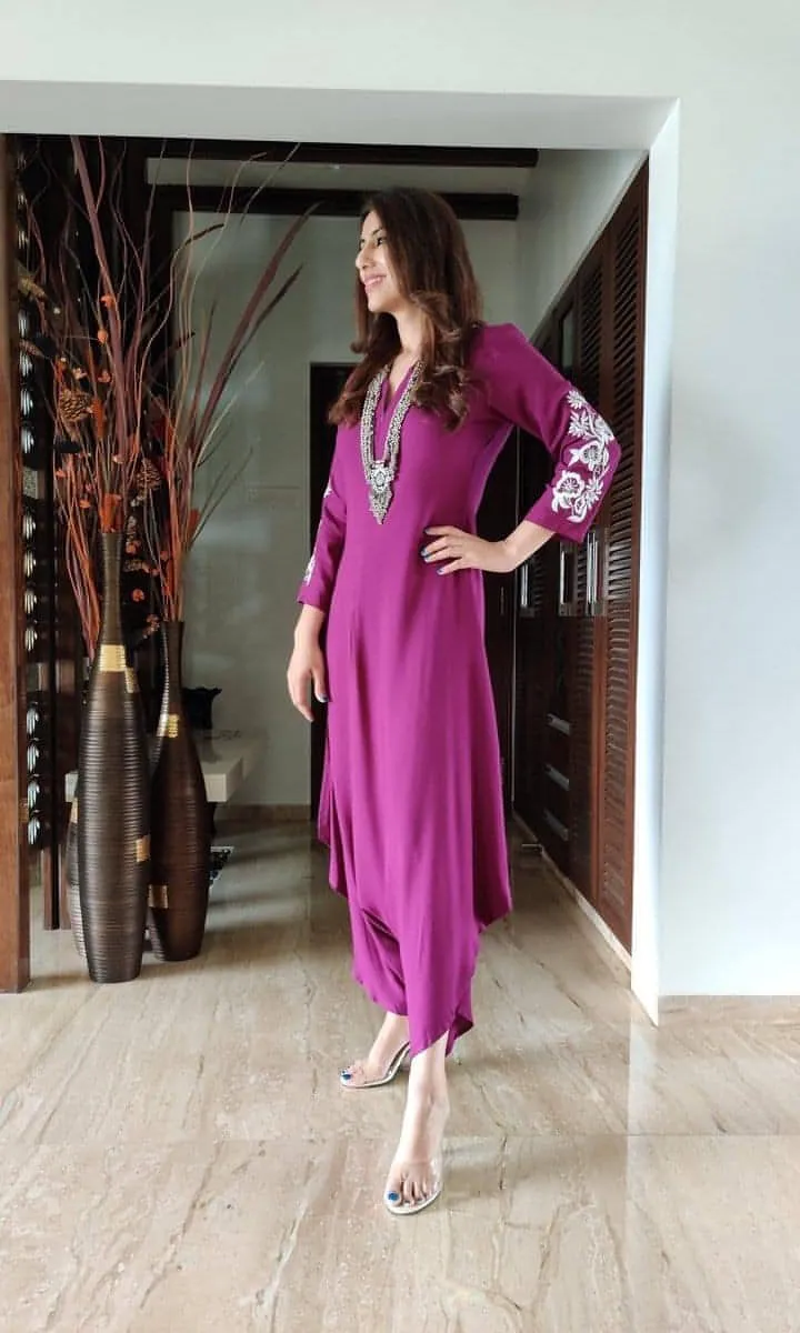 Purple Embroidery Jumpsuit