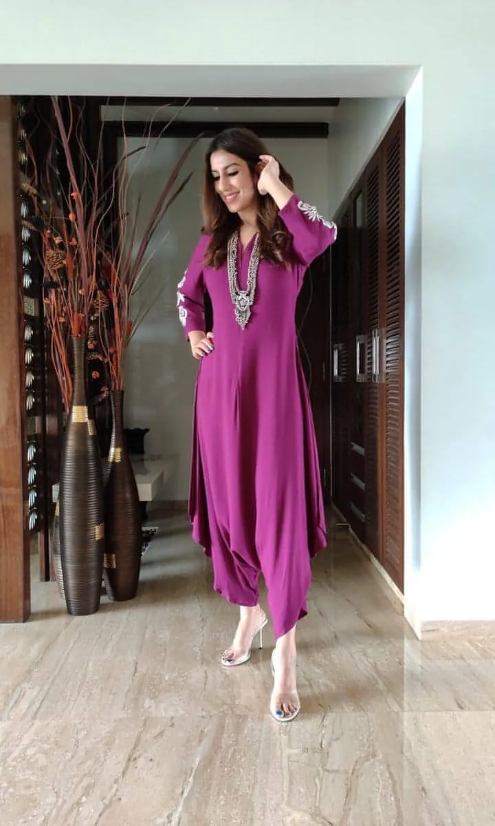 Purple Embroidery Jumpsuit