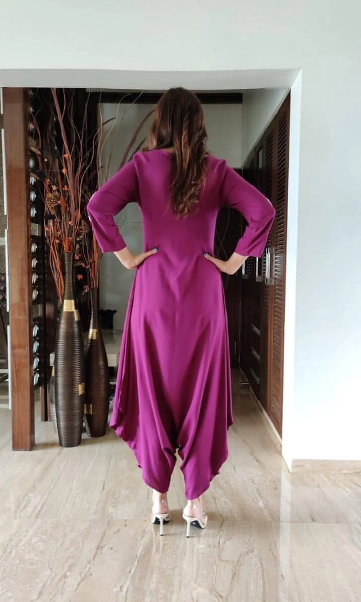 Purple Embroidery Jumpsuit