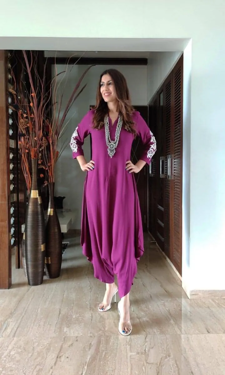 Purple Embroidery Jumpsuit