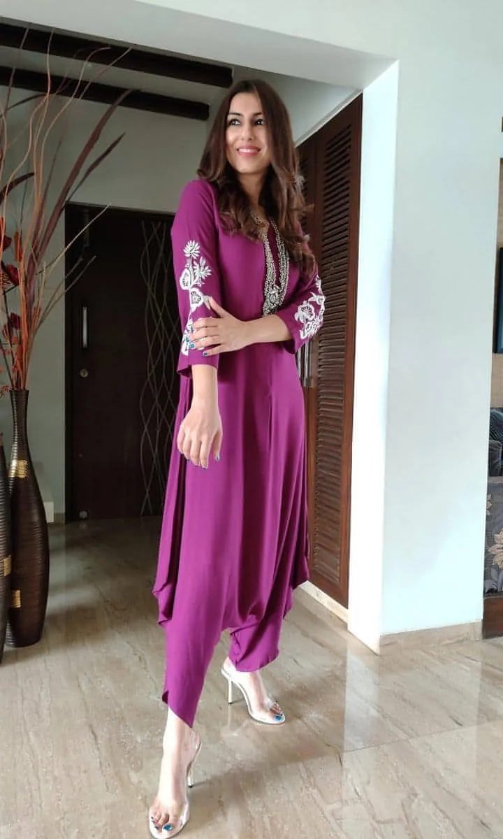 Purple Embroidery Jumpsuit