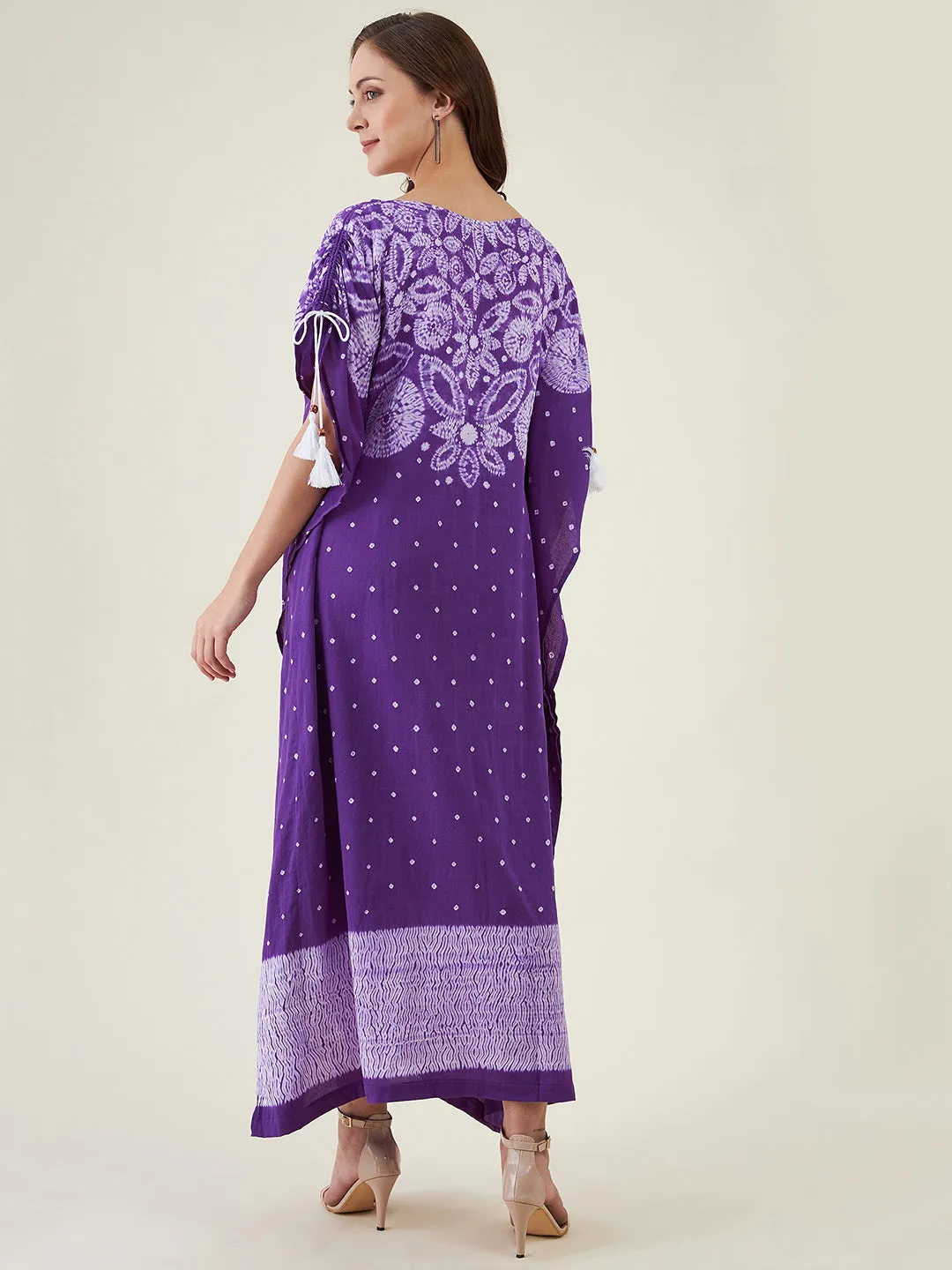 Purple Flora Shibori Tie dye Kaftan Dress