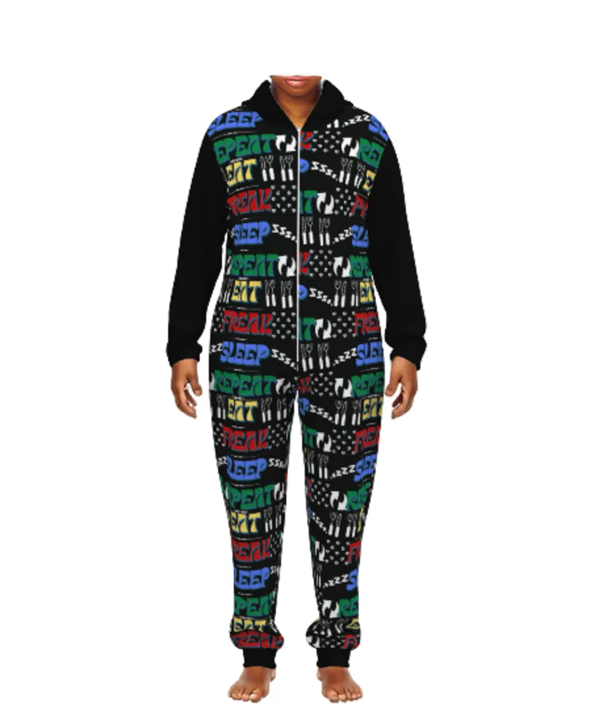 "Eat Freak Sleep Repeat" Unisex Thickened Home Jumpsuit