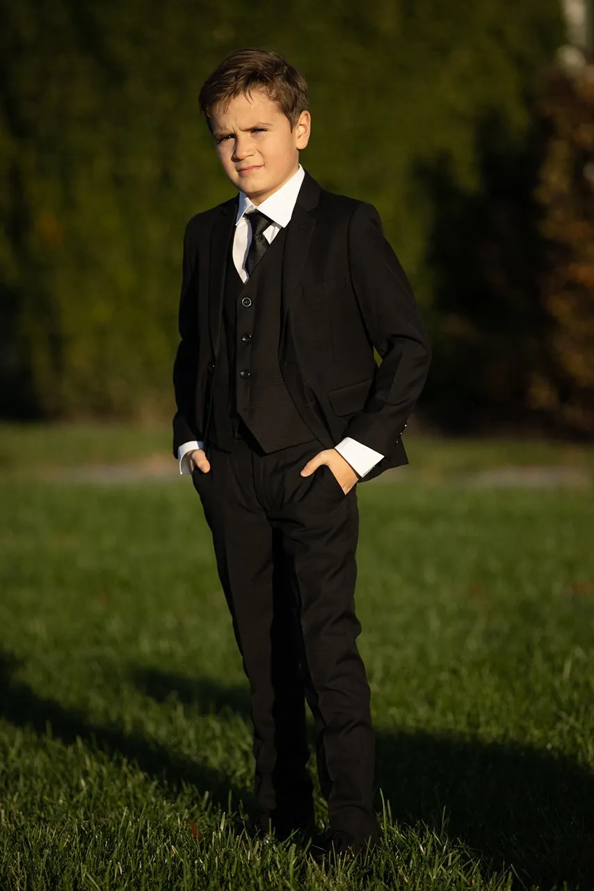 "Leo" Kids Black 5-Piece Suit