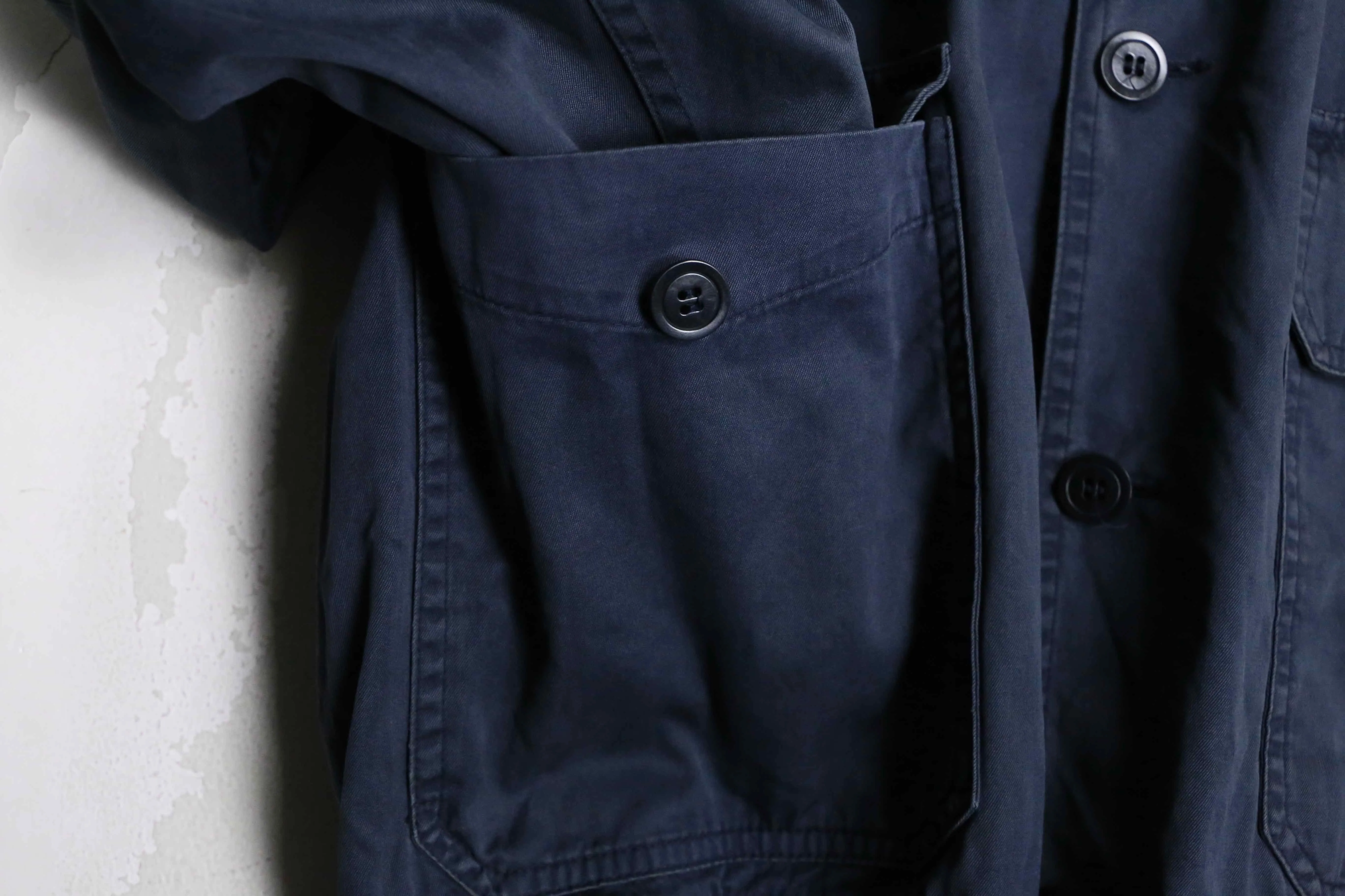 "Les Copains" rib no collar navy cotton bomber jacket