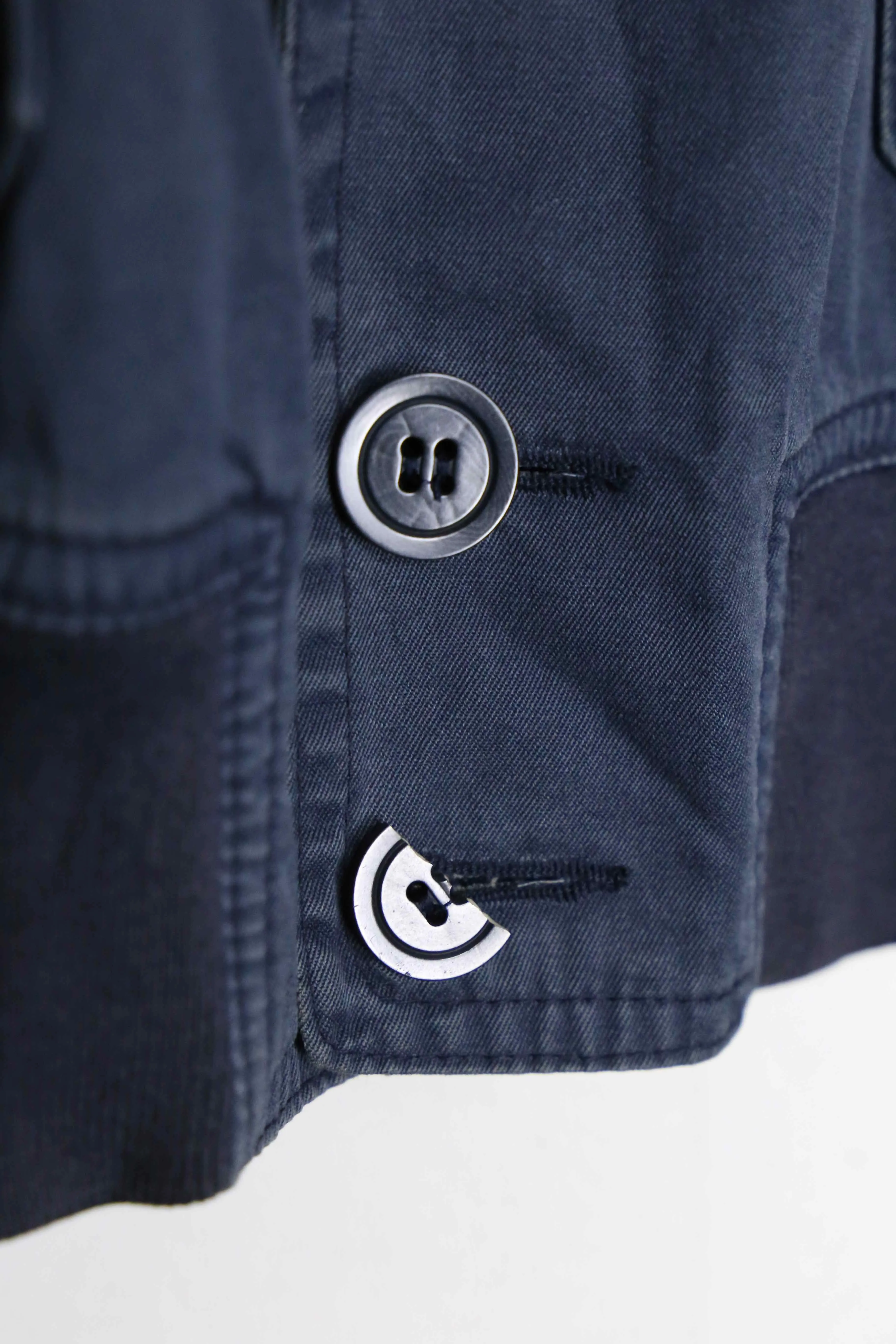 "Les Copains" rib no collar navy cotton bomber jacket