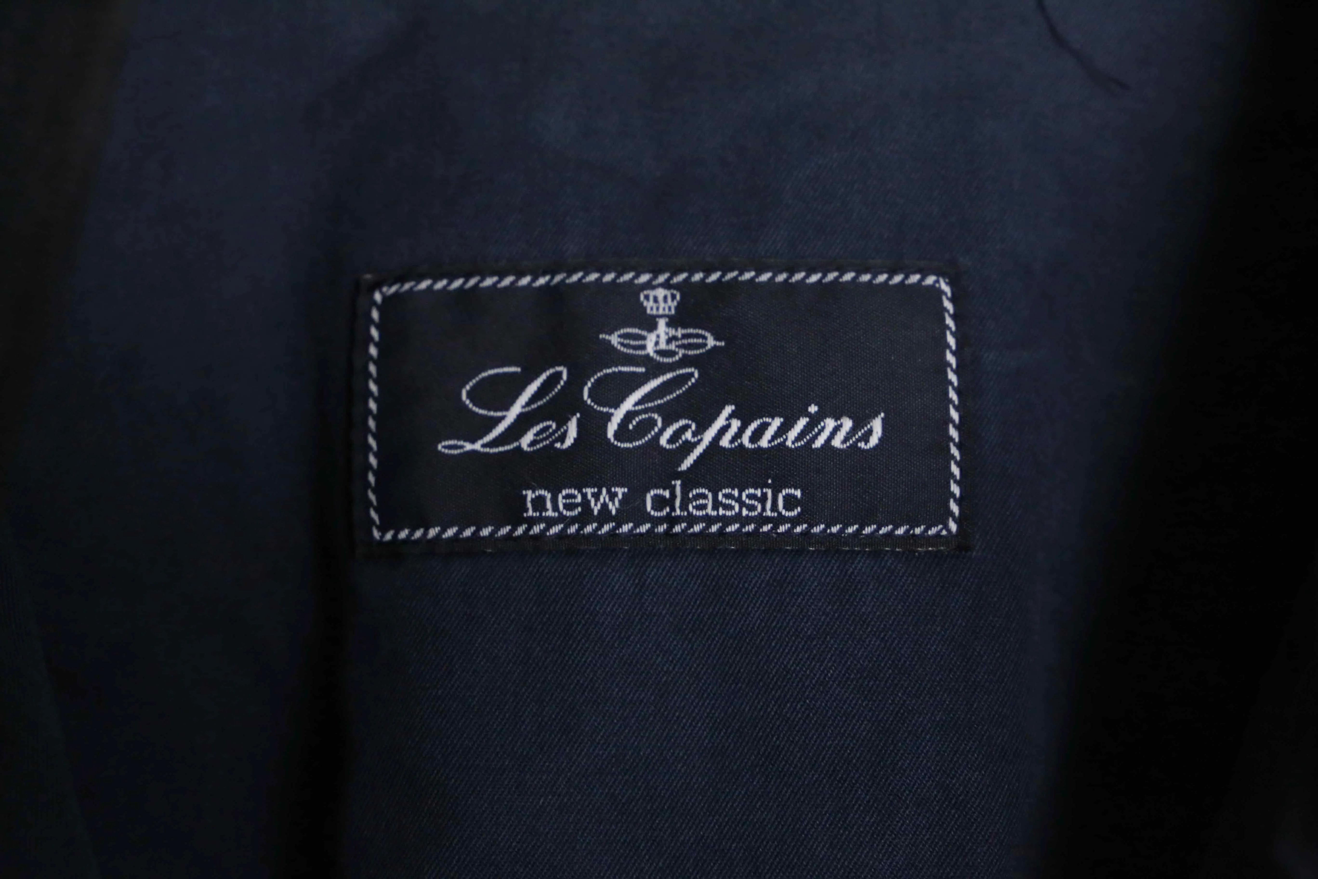 "Les Copains" rib no collar navy cotton bomber jacket