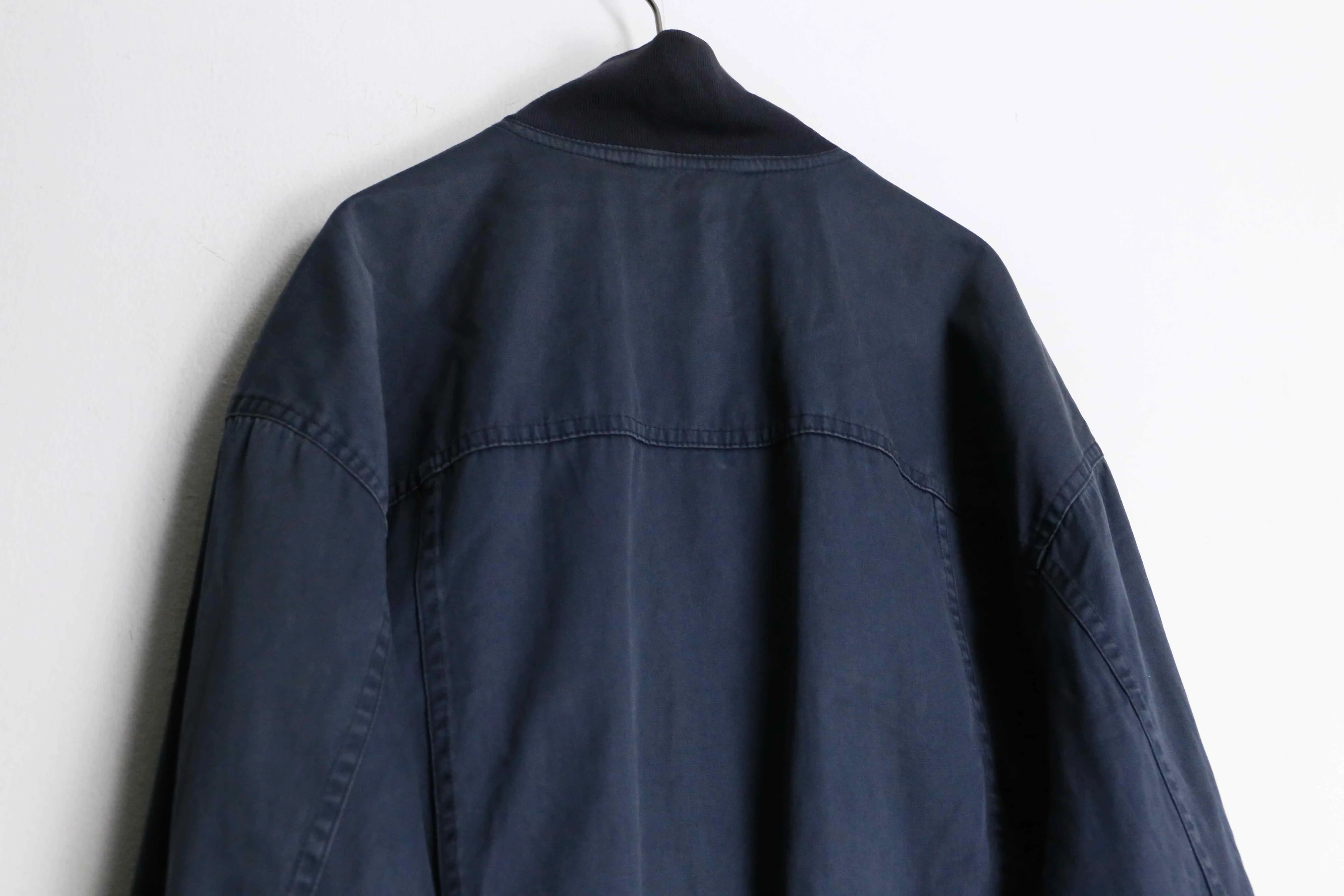 "Les Copains" rib no collar navy cotton bomber jacket