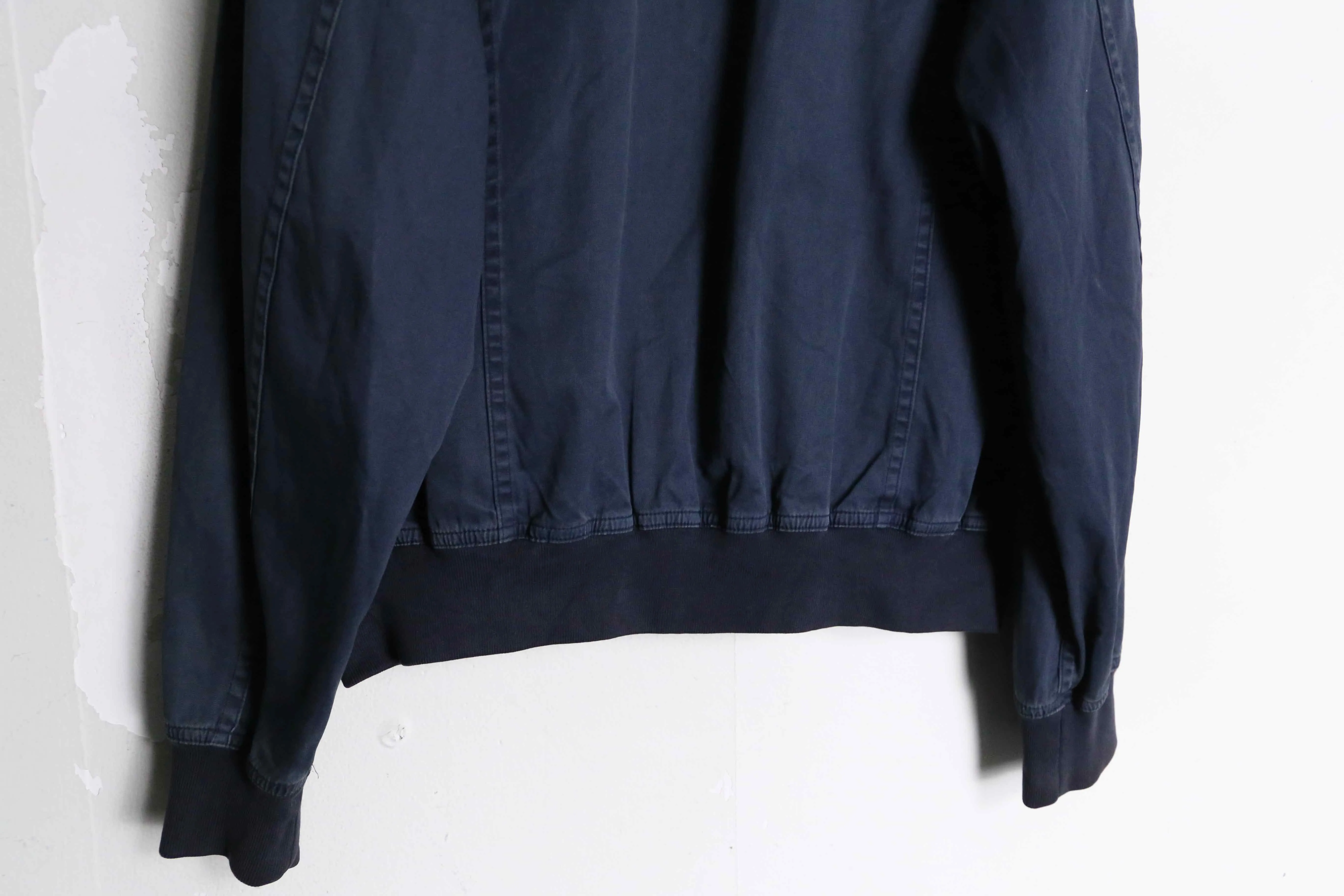 "Les Copains" rib no collar navy cotton bomber jacket