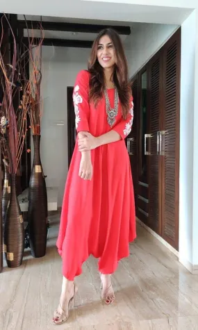 Red Embroidery Jumpsuit