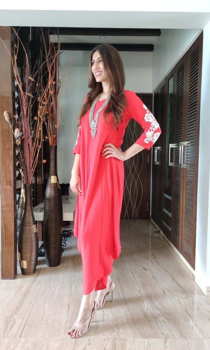 Red Embroidery Jumpsuit