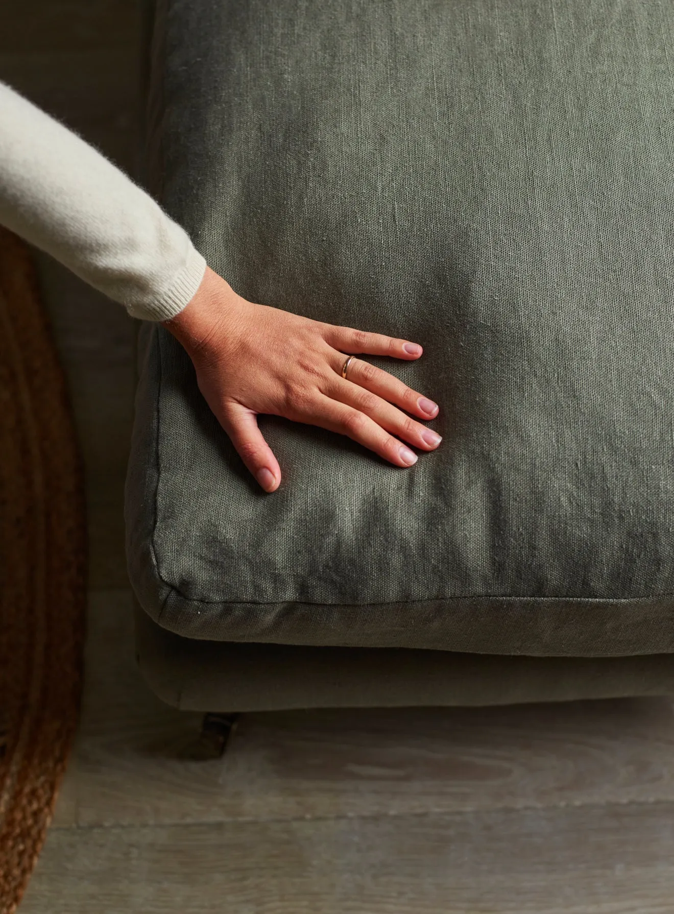 Remy Footstool, Black Ticking Stripe