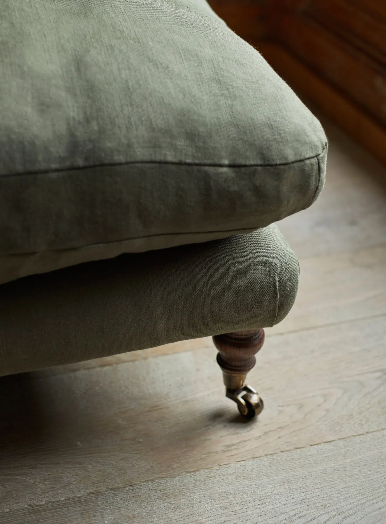 Remy Footstool, Black Ticking Stripe