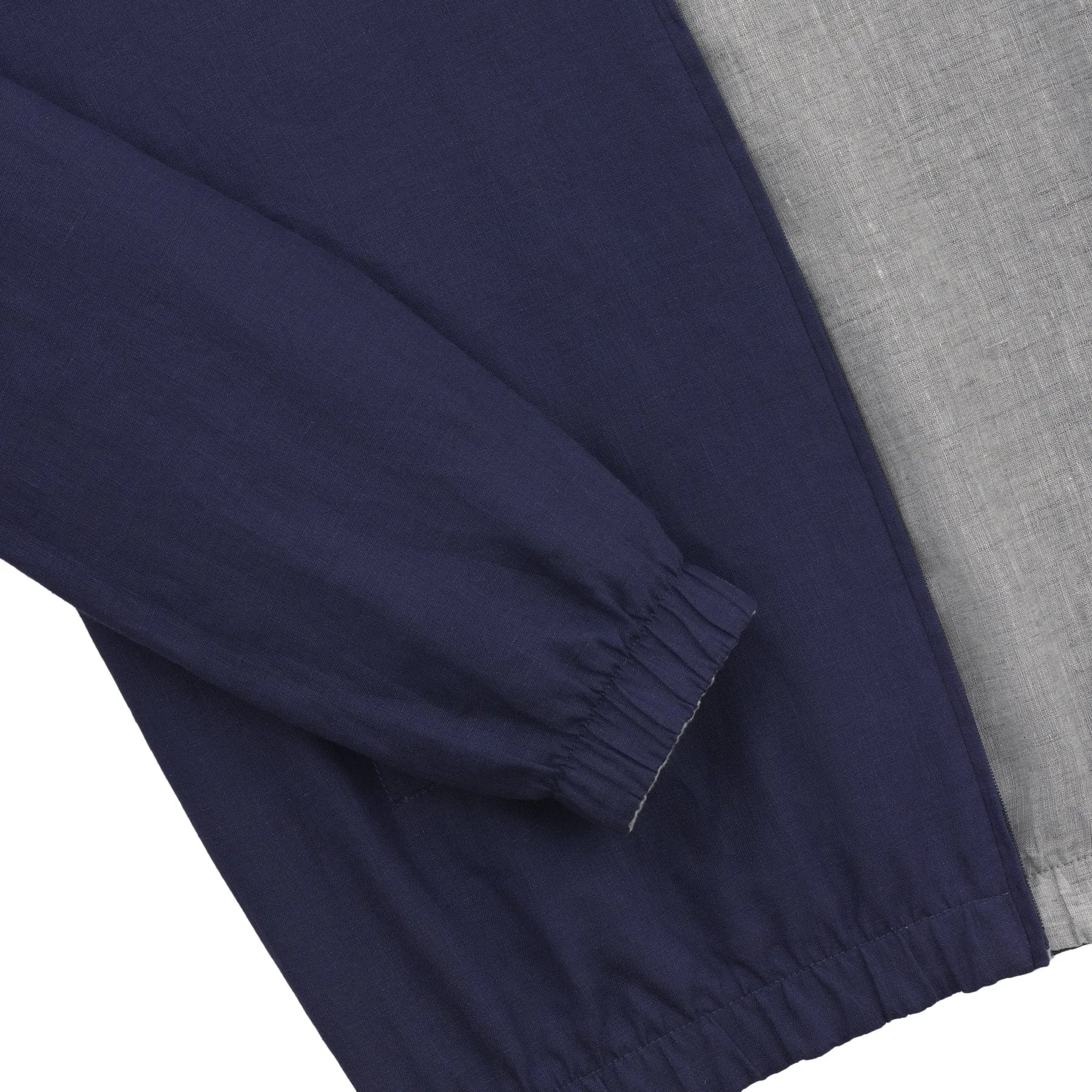 Reversible Linen Bomber Jacket in Navy Blue and Grey