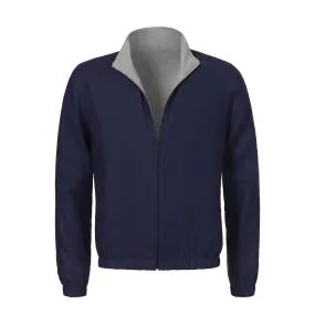 Reversible Linen Bomber Jacket in Navy Blue and Grey