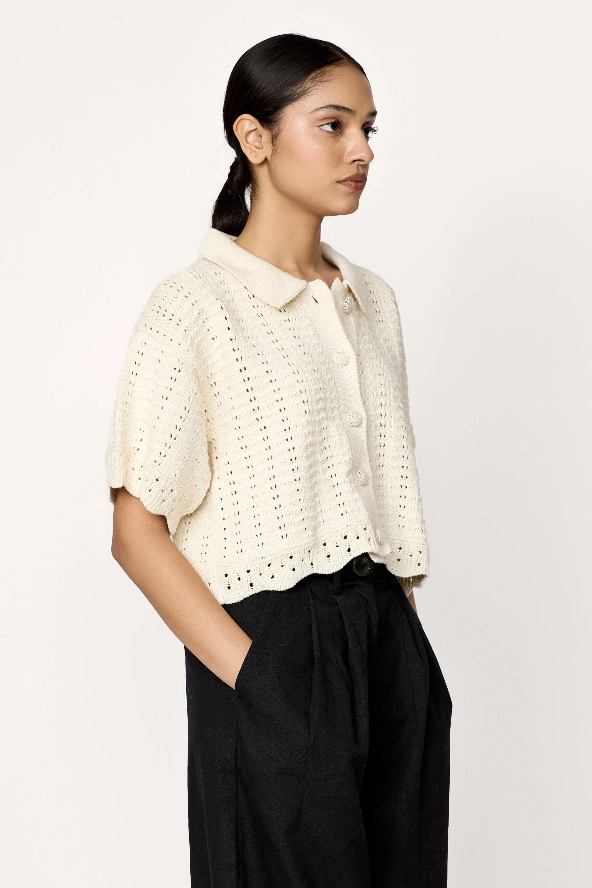 Roma Crochet Top - Ecru