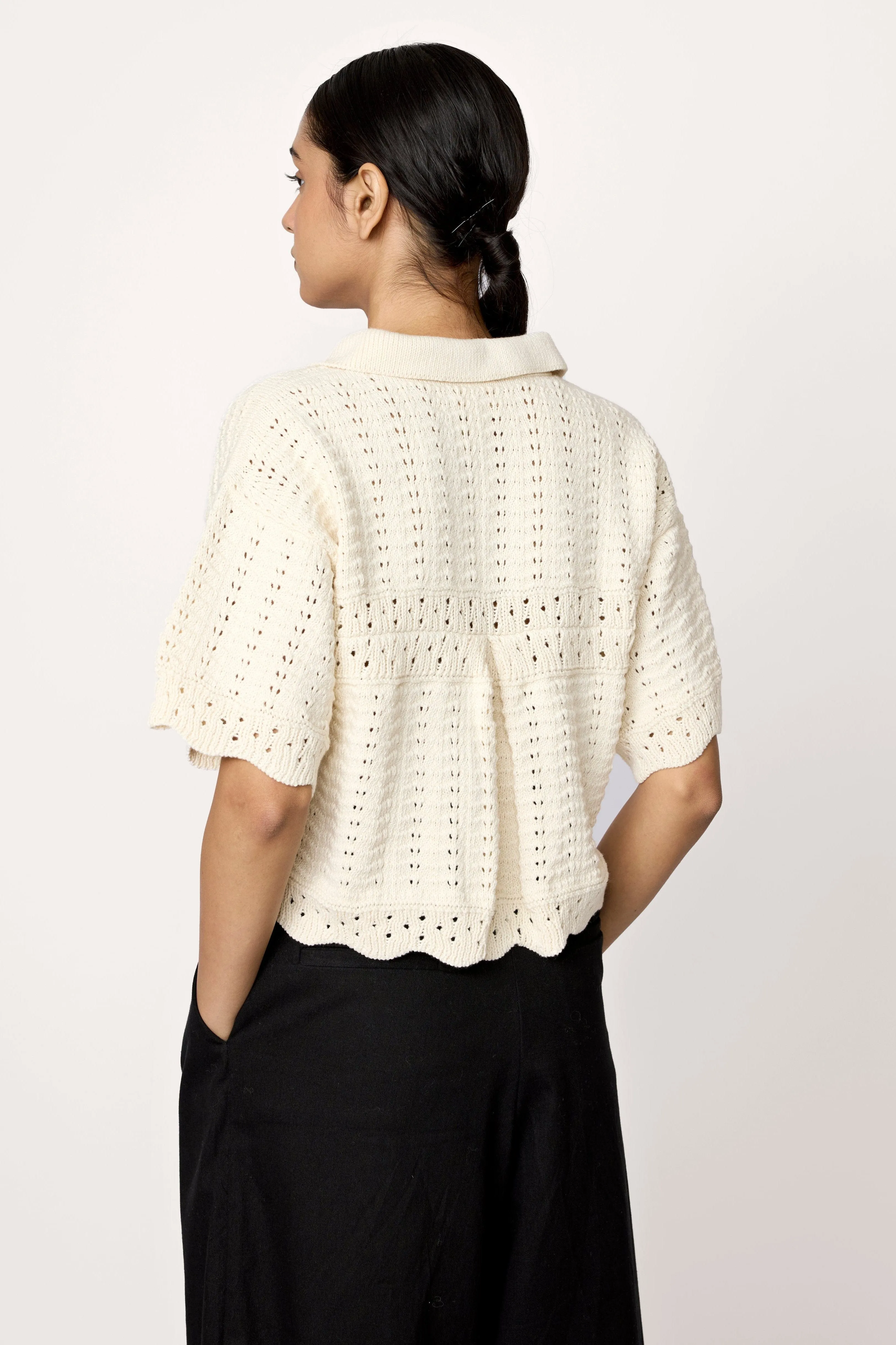 Roma Crochet Top - Ecru