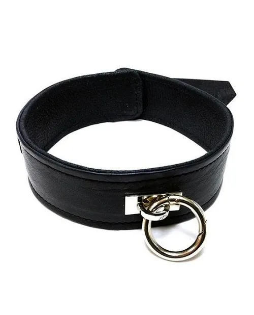 Rouge Plain Leather Adjustable Collar 1 Ring - Black