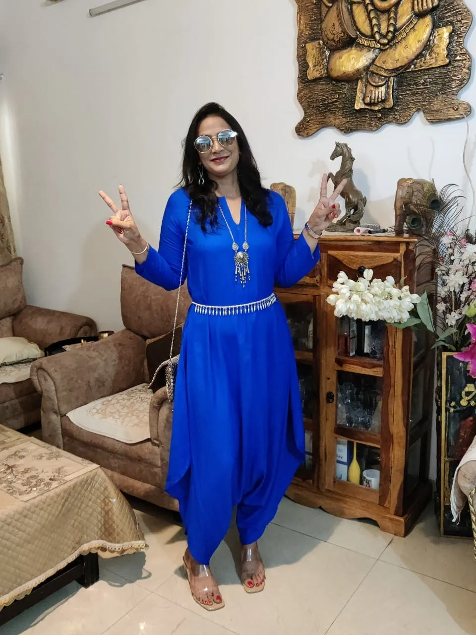 Royal Blue Embroidery Jumpsuit