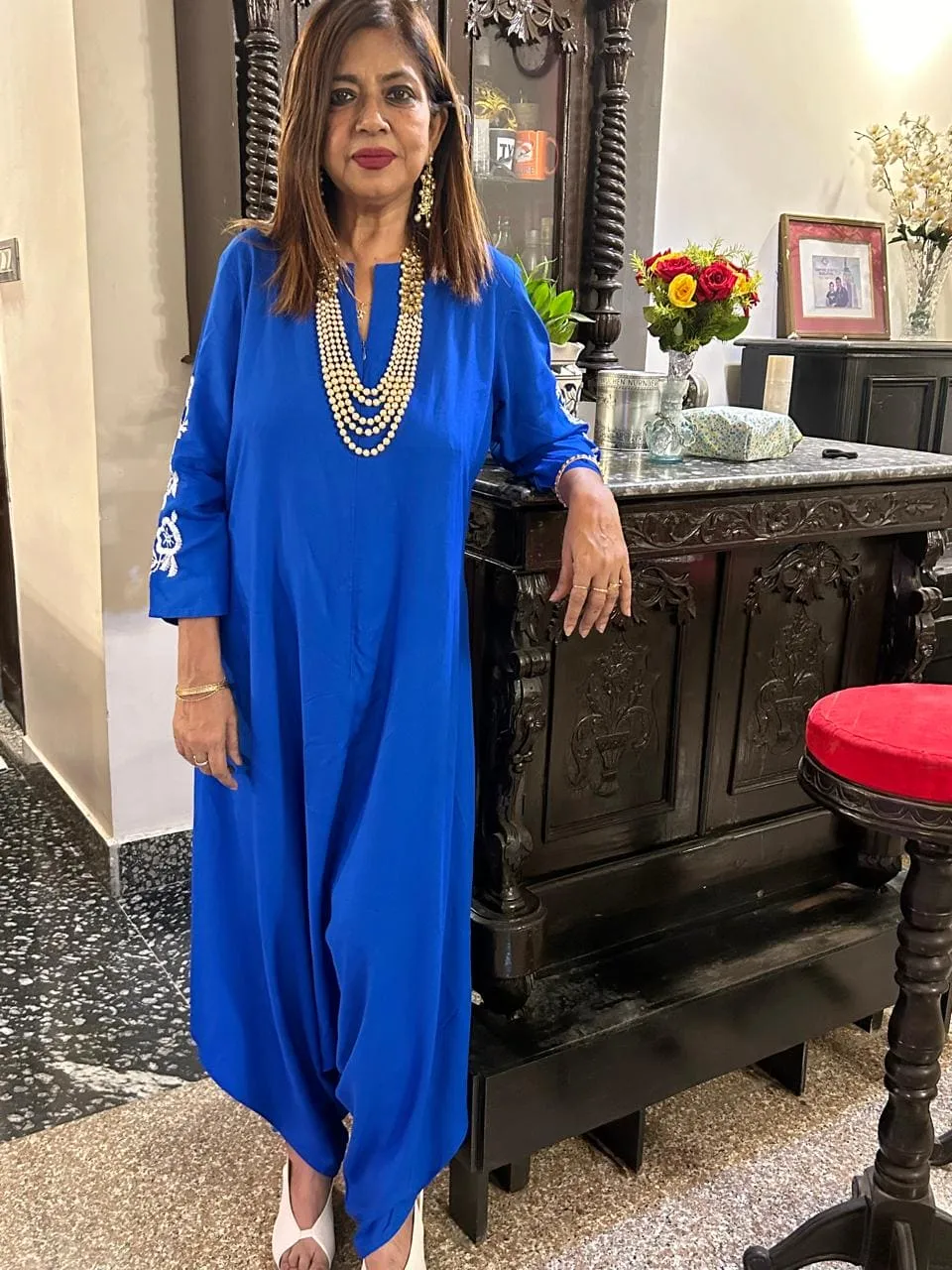 Royal Blue Embroidery Jumpsuit