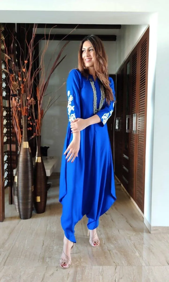 Royal Blue Embroidery Jumpsuit